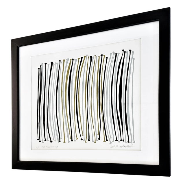 Mid-Century Modern Atsuko Okamoto "Black Harmony" Abstract Serigraph Wall Art Signed For Sale - Image 3 of 10
