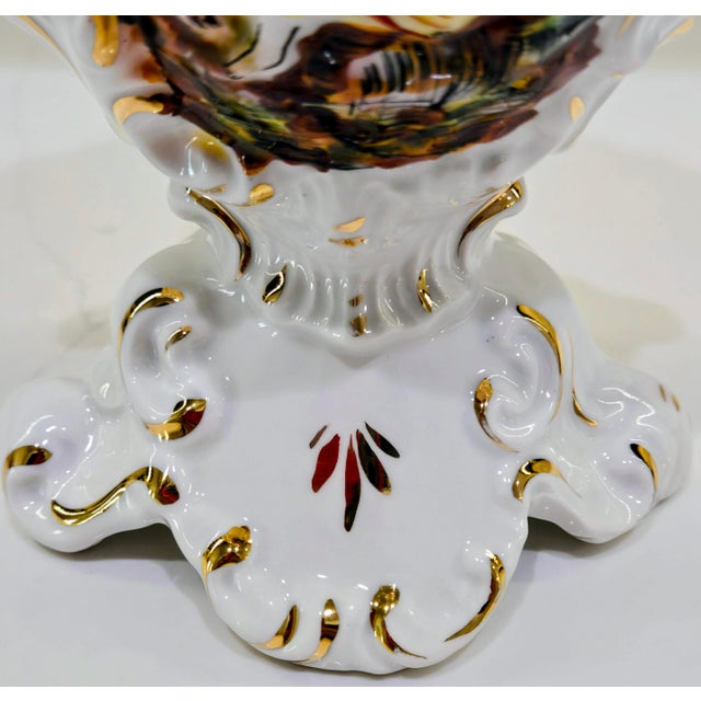 Mid-Century Italian Capodimonte Figural Porcelain Urn Vase With Gold Gilt For Sale - Image 10 of 12