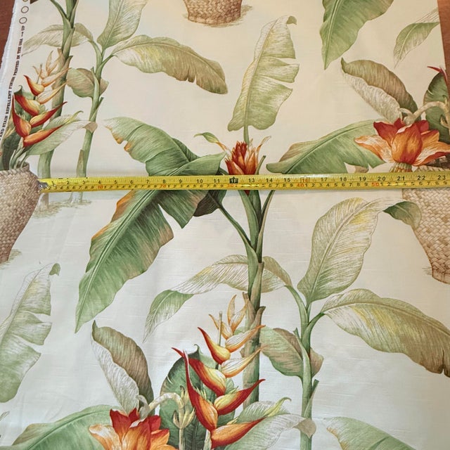 Vintage P Kaufmann Tropical Botanical Heliconia Banana Leaf Cotton Fabric 8.5 Yards For Sale In Raleigh - Image 6 of 12