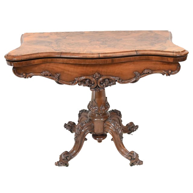 Victorian Walnut Card Table, 1860s For Sale