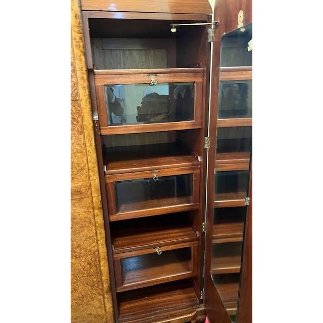 Antique Art Deco Burl Wood Armoire For Sale - Image 4 of 8