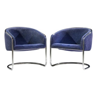 Anton Lorenz for Thonet Mid Century Chrome Tub Chairs - Pair For Sale