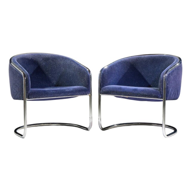 Anton Lorenz for Thonet Mid Century Chrome Tub Chairs - Pair For Sale