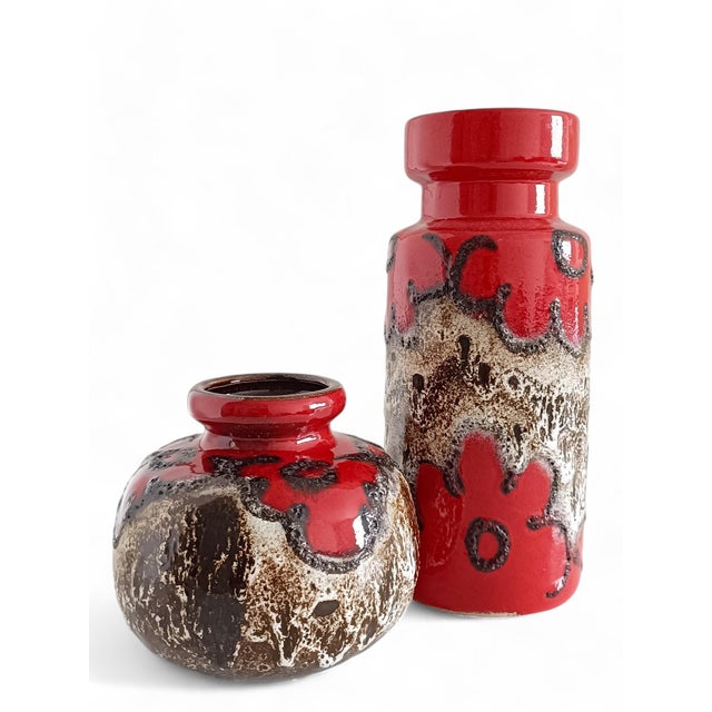 Ceramic West German Fat Lava Decor Ceramic Vases from Scheurich Keramik, 1960s, Set of 2 For Sale - Image 7 of 14