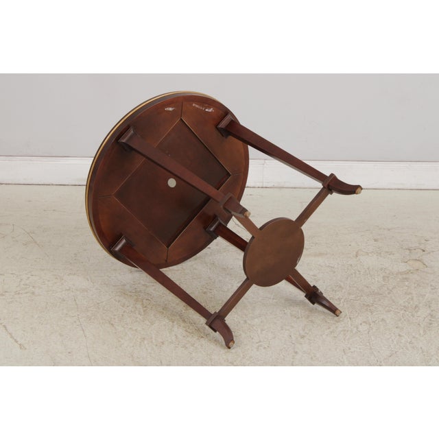 Baker Burl Walnut Mahogany Round Lamp Table For Sale - Image 12 of 13