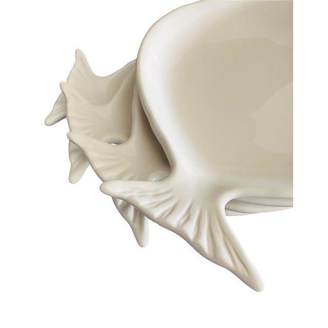 2000 - 2009 Set of 4 Vintage Pottery Barn Seashore Fish Plates | White Stoneware Figural Appetizer Salad Plates | Retired 2007 Collection | Coastal Chic For Sale - Image 5 of 13