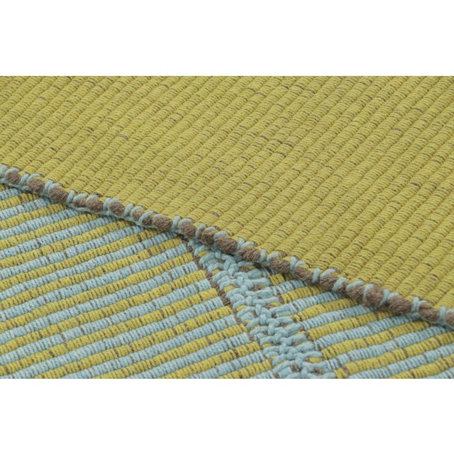 Textile Rug & Kilim’s Custom Contemporary Rez Kilim in Green and Blue Stripes For Sale - Image 7 of 7