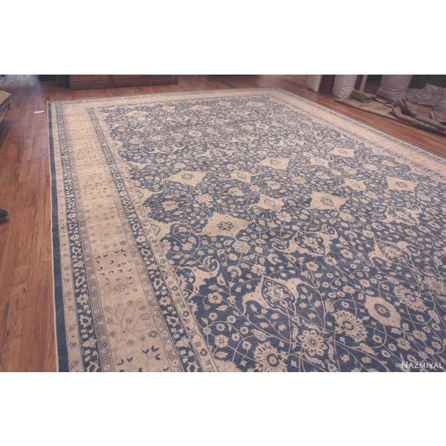 Nazmiyal Collection Blue Oversized Modern Oriental Traditional Indian Agra Rug For Sale - Image 4 of 6