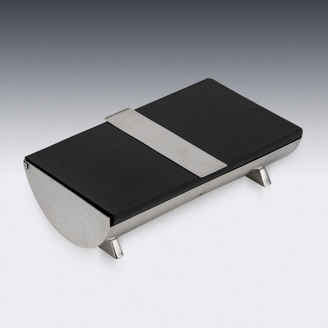 English Art Deco Silver & Lacquer Cigarette Box, 1920s For Sale - Image 11 of 13