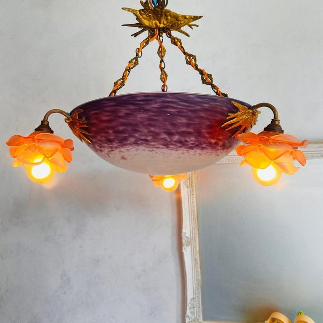 Antique Purple Chandelier For Sale - Image 5 of 10