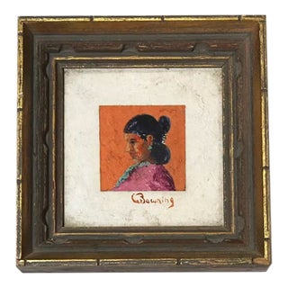 1930s John Gaitha Browning "Navajo Woman" Oil Painting Framed Original For Sale