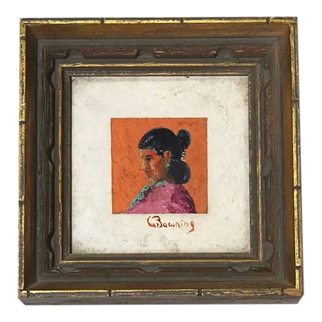 1930s John Gaitha Browning "Navajo Woman" Oil Painting Framed Original For Sale