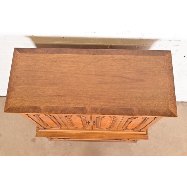 Thomasville French Regency Louis XVI Walnut and Burl Wood Gentleman's Chest, Circa 1960s For Sale - Image 12 of 15