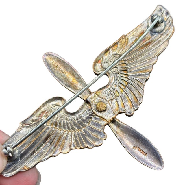 Silver Wwii Usa Air Corps Force Sterling Silver Brooch Pin Badge by Meyer For Sale - Image 8 of 8