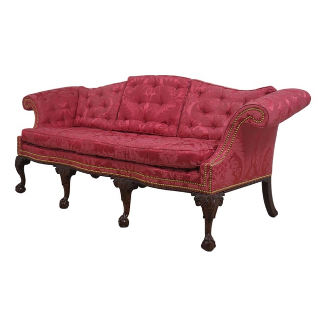 Baker Colonial Williamsburg Chippendale Mahogany Clawfoot Sofa For Sale