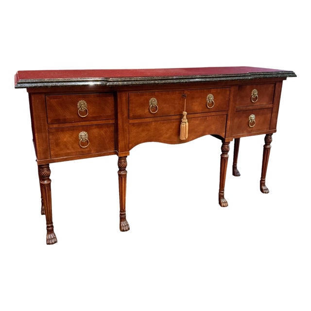 Late 20th Century Henredon Historic Natchez Collection Marble Top Console Table Server Sideboard For Sale