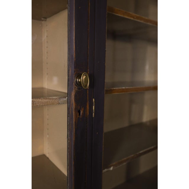 English Glazed Painted Bookcase With Adjustable Shelving - Circa 1880 For Sale - Image 9 of 13