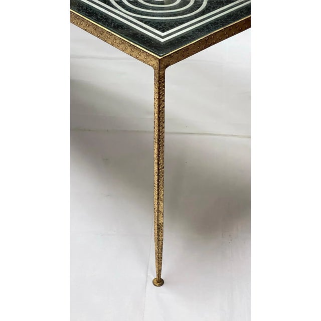 Mid-Century Modern Gilt Bronze Coffee Table with Engraved Glass Top For Sale - Image 10 of 12
