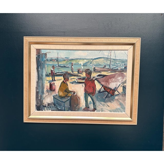 Nils Sewerin, Harbour, 1950s, Oil Painting on Canvas, Framed For Sale - Image 18 of 18