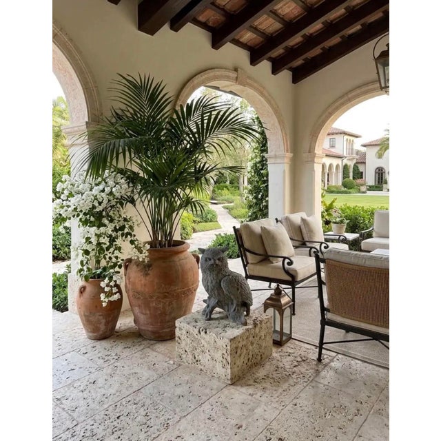 Vintage Cast Iron Owl Garden Sculpture on Natural Branch Base For Sale In West Palm - Image 6 of 11