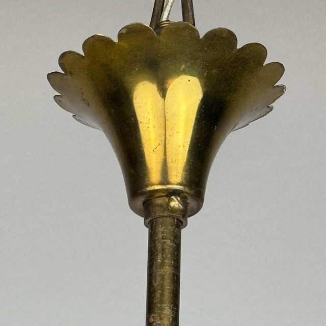 Mid-Century Modern Vintage Murano Glass and Brass Chandelier, Italy, 1950s For Sale - Image 3 of 18