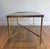 1940s 1940s Neoclassical style gold metal coffee table with blueish glass top For Sale - Image 5 of 12