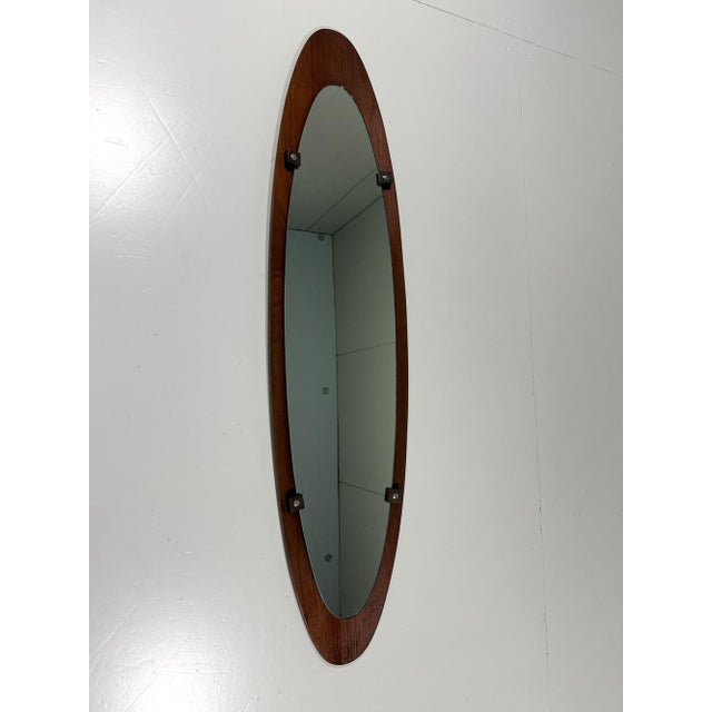 1950s Vintage Bended Wooden Wall Mirror by Mobili Polli, Italy, 1950s For Sale - Image 5 of 13