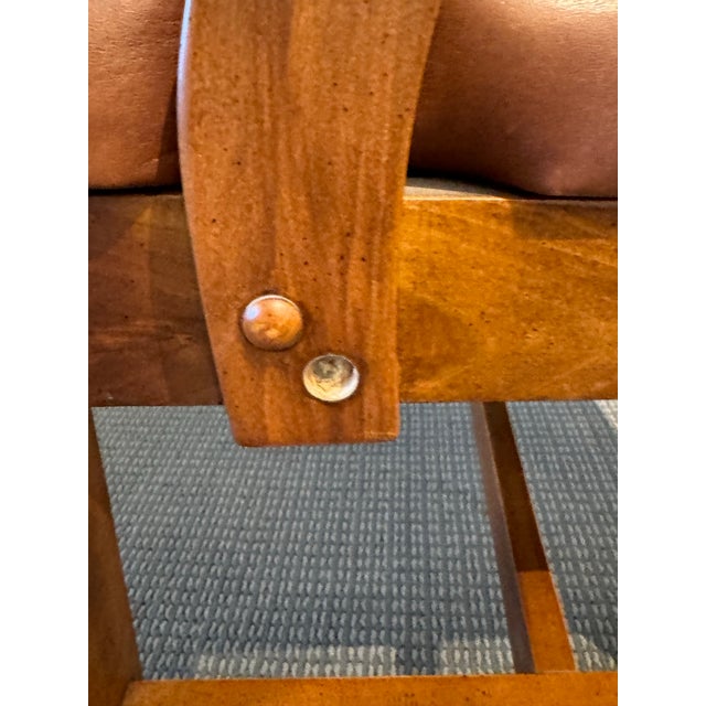 Wood Vintage Fairfield Chair Company Phillips Leather Arm Chair on Casters For Sale - Image 7 of 12