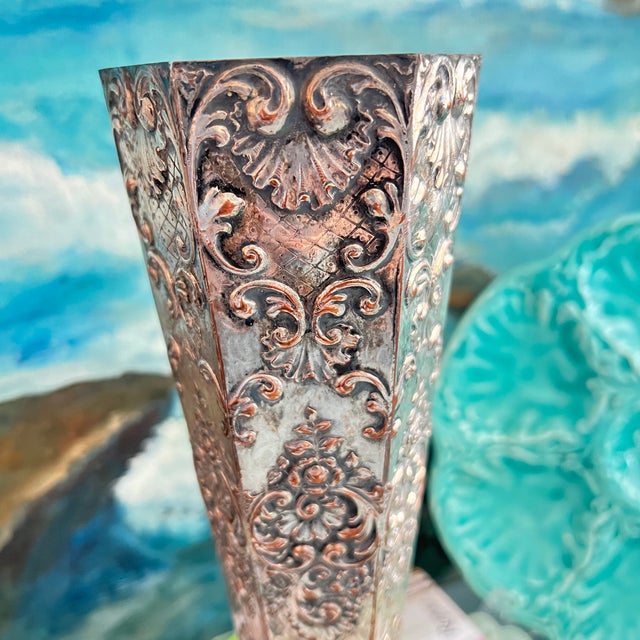 Add a touch of vintage charm to your home with this stunning repousse silverplate flute vase by Barbour. Its intricate...