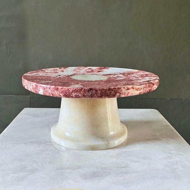 Decorative Footed Centerpiece Bowl in Red Marble by Forzini For Sale - Image 6 of 9
