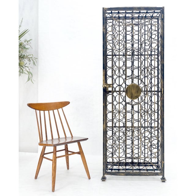 Very Large 96 Bottles Cage Shape Wine Rack Locker Wrought Iron For Sale - Image 13 of 15