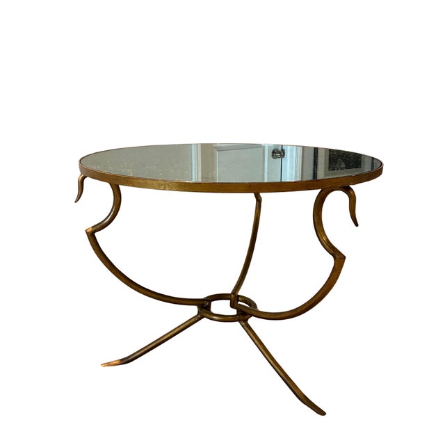 Baker Furniture Sculptural Gilt Metal Round Antiqued Mirror Accent Table For Sale In Charlotte - Image 6 of 10