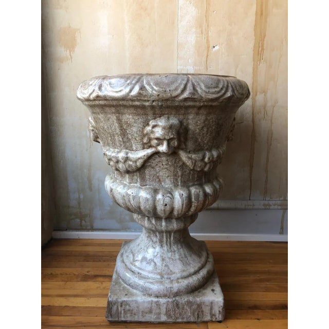 Tuscan Large Italian Antique Glazed Urn- 36"h For Sale - Image 3 of 13