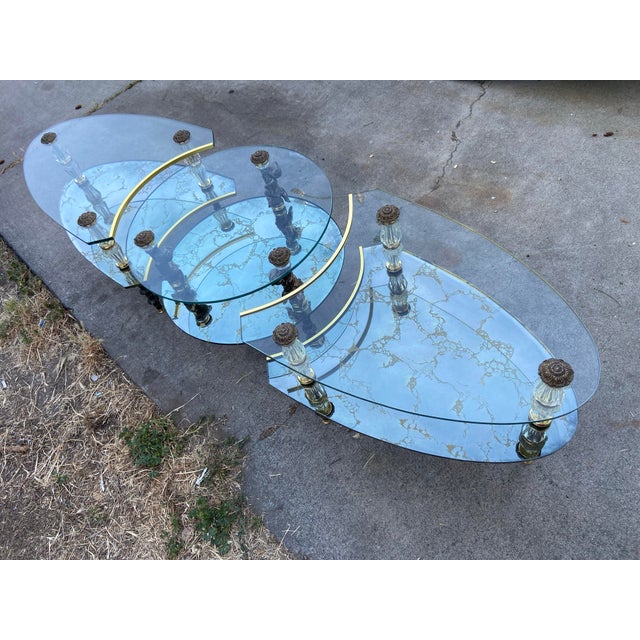Transparent 1940s Hollywood Regency Goran of Belgium 3-Piece Coffee Table Set Unmarked For Sale - Image 8 of 12