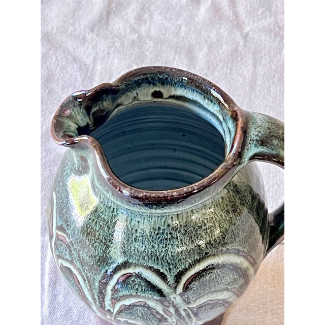 Hand Thrown Pitcher With Swirl Decoration For Sale In Boston - Image 6 of 11