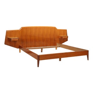 Vintage Double Bed in Mahogany with Bedside Tables, 1950s For Sale