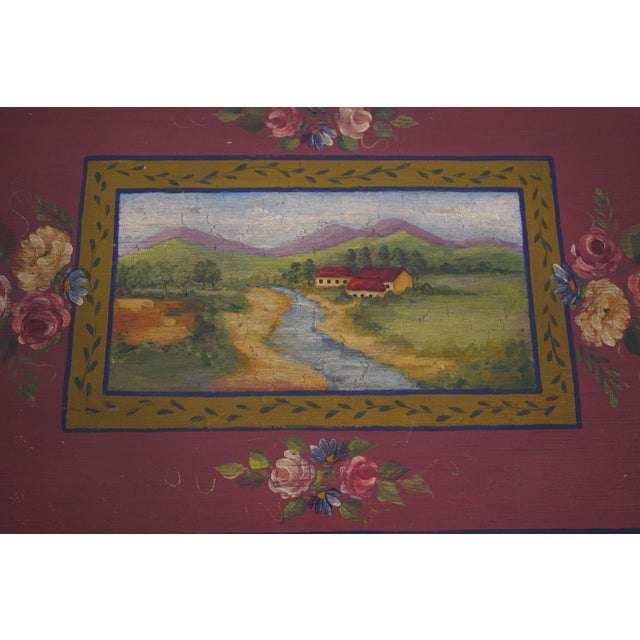 Stunning Hand Painted Top Iron Base Console Table For Sale - Image 12 of 15