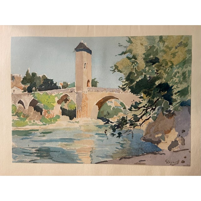 Paper Late 20th Century Robert Vigaud (20th/21st Century) Watercolor Lithographs - Set of 6 For Sale - Image 7 of 7