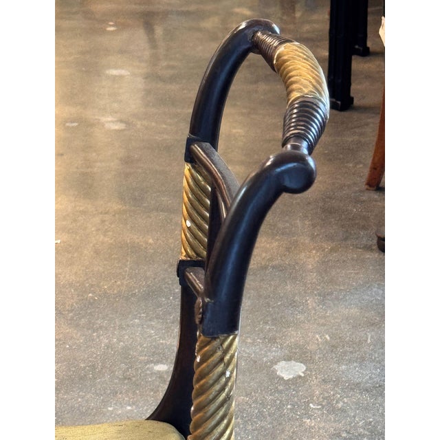 Black Set of Six 19th Century Black and Gilt X-Back Side Chairs For Sale - Image 8 of 10