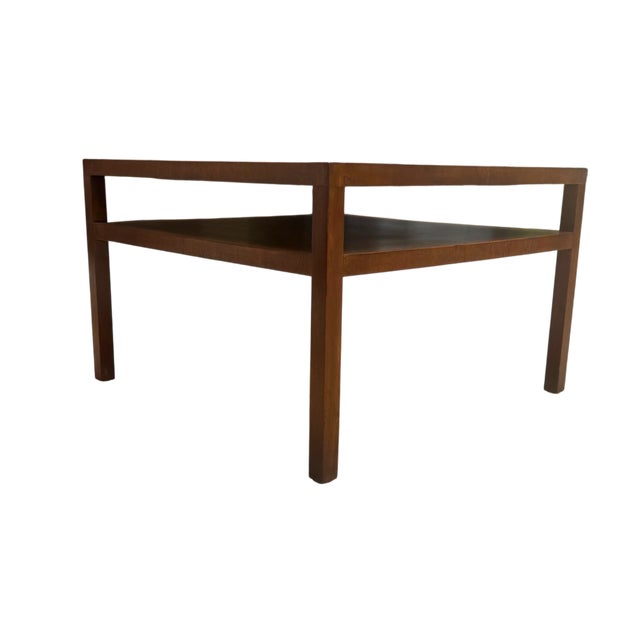 Mid-Century John Widdicomb Walnut Square Cocktail Table With Open Shelf For Sale - Image 15 of 18