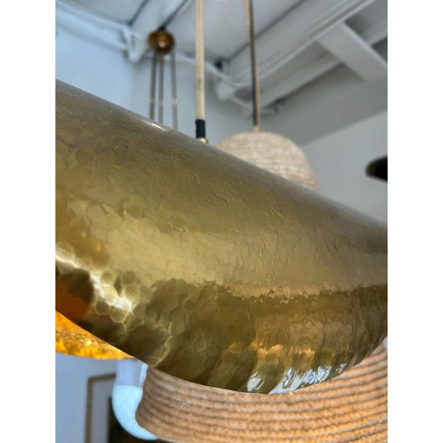 Late 20th Century Hammered Brass Pendant For Sale - Image 4 of 9