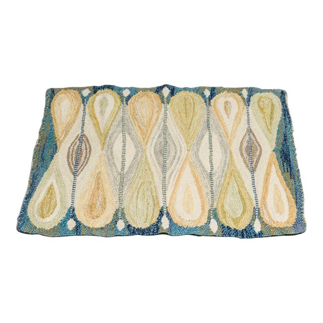 Vintage Gift-Sized Swedish Square Rug With Beige Geometric Design - Rug & Kilim For Sale