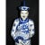 1940s Blue White Statuette of Chinese Figure With Dragon Traditional Robe and Character Reign For Sale - Image 13 of 13