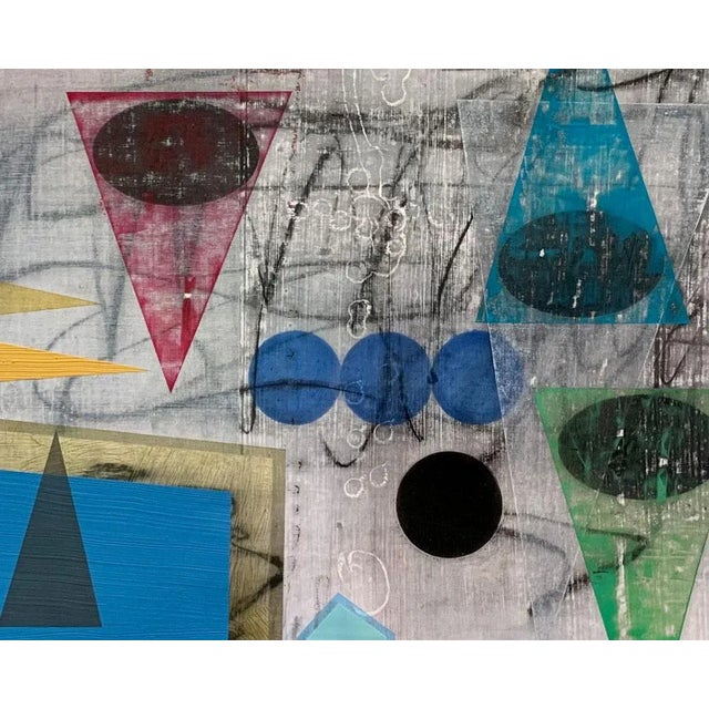 Abstract Contemporary Abstract Mixed Media on Paper Painting "Ascension (Blue)" by Michael Barringer For Sale - Image 3 of 4