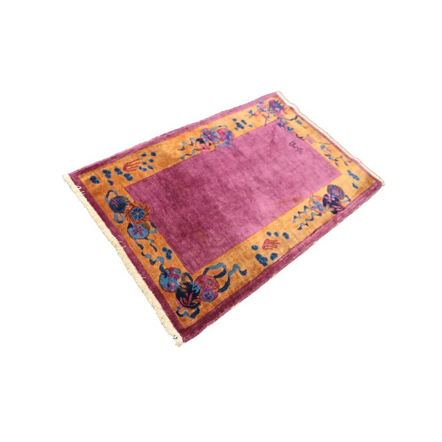 3'x4' Vintage Chinese Art Deco Rug | Hand-Knotted Wool Rug For Sale In Los Angeles - Image 6 of 9