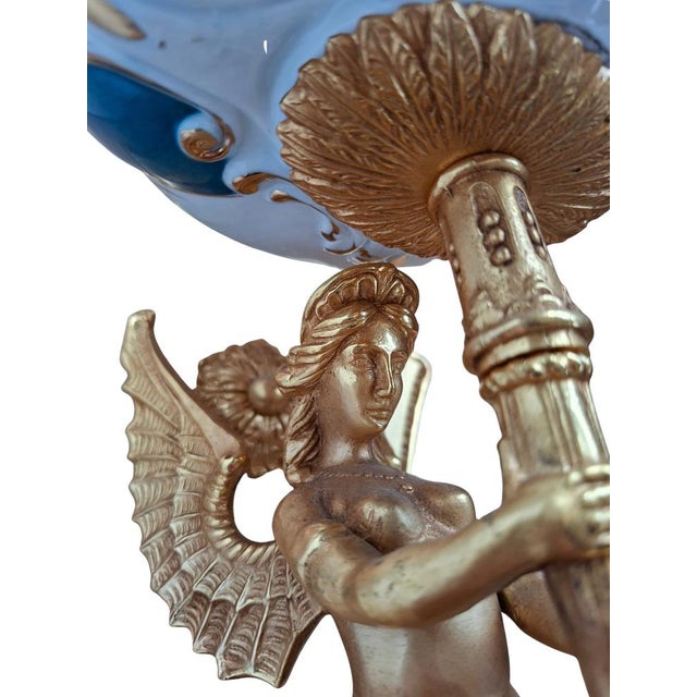 Vintage Wall Lights in Gold-Plated Brass and Cobalt Blue Porcelain, 1990, Set of 8 For Sale - Image 9 of 12