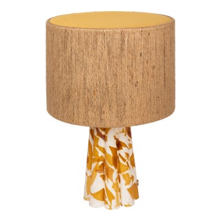 Stories of Italy Karkade Amber Nougat Scallop Bucket Lamp with Rope Lampshade For Sale