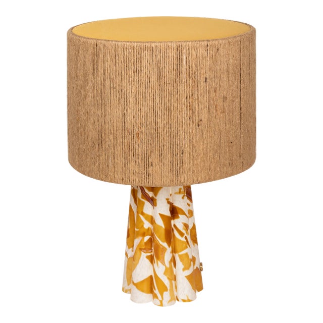 Stories of Italy Karkade Amber Nougat Scallop Bucket Lamp with Rope Lampshade For Sale