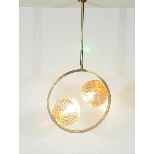 Modernist Brass and Glass Ceiling Lamp, 1960s For Sale - Image 3 of 14