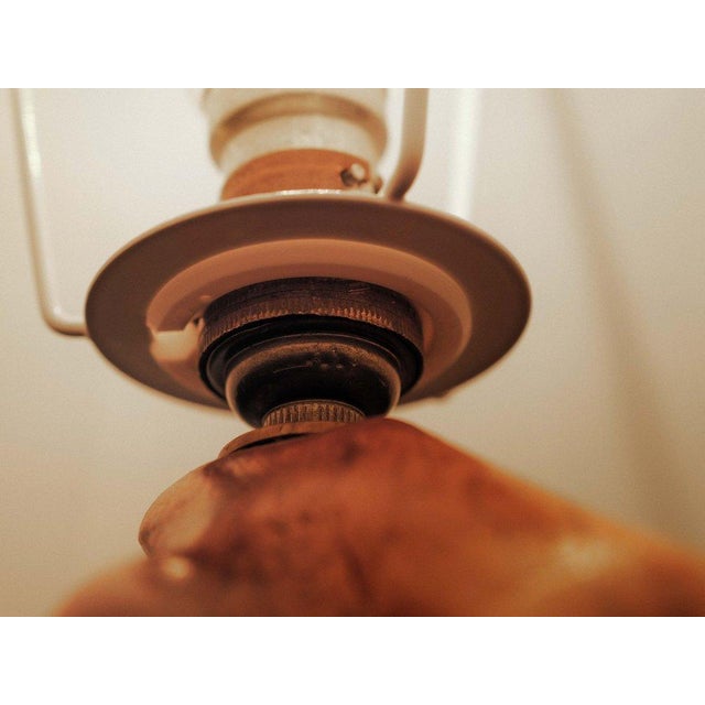 Brown Sculptural Olive Wood Table Lamp, 1960 For Sale - Image 8 of 12